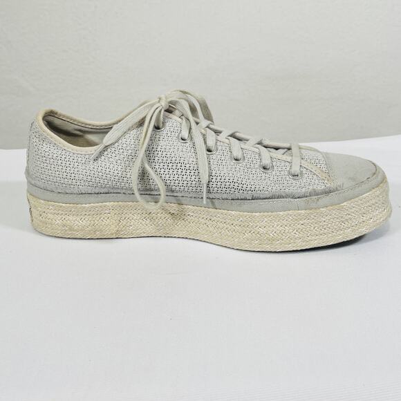 Converse Shoes All Star Platform Espadrilles Womens 11 Gray Cream Canvas Sneaker - Picture 3 of 10